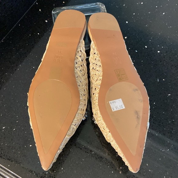 *BiBi Lou Pointy Toe Woven Rope Rosettes Mule Slip On + Rhinestone Bows - Picture 12 of 15